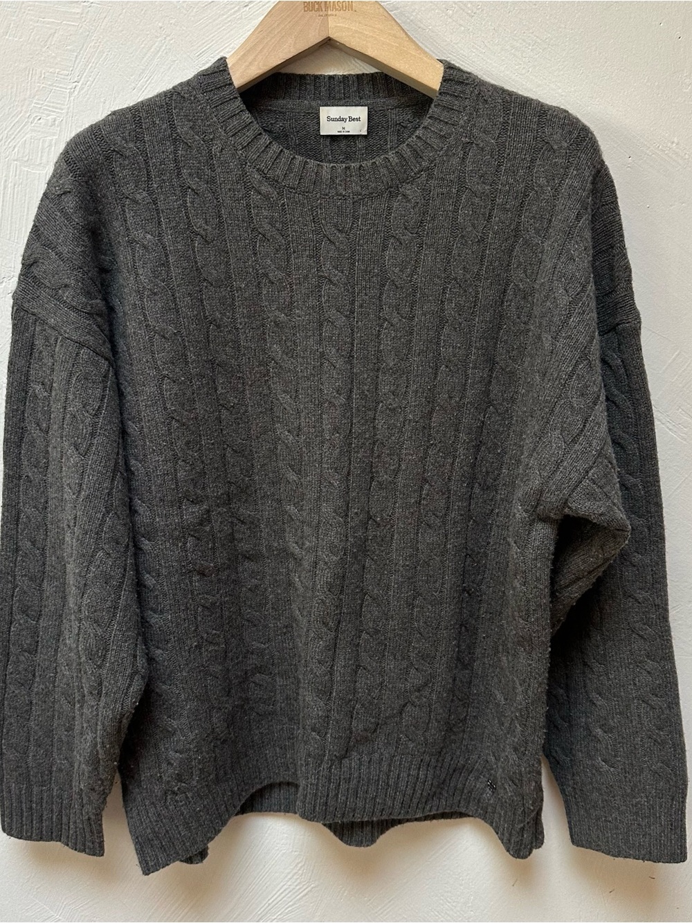 Sunday Best Charcoal Crewneck Cable Knit Sweater